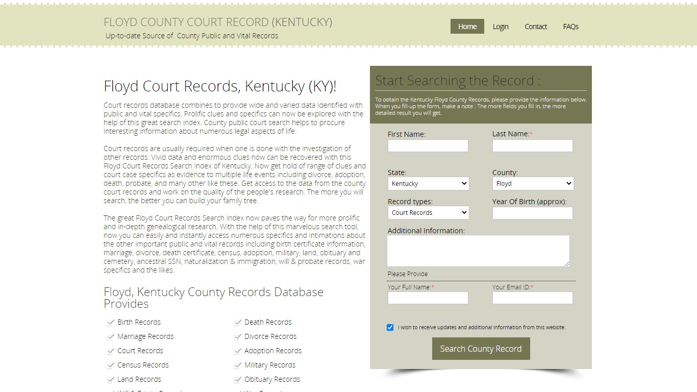 Floyd County, Kentucky Public Court Records Index