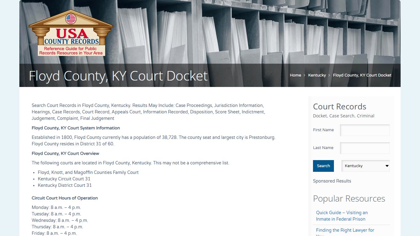 Floyd County, KY Court Docket | Name Search